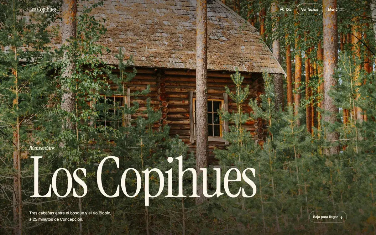Primera pantalla de Cabañas Los Copihues